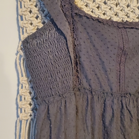 Eyeshadow womans grey Swiss dot tank top with ruffle sleeves - Picture 4 of 8